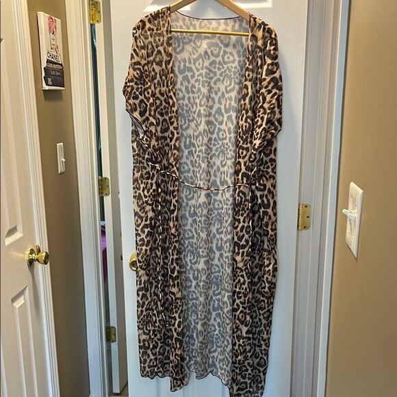 Leopard Print Kimono Cardigan - Picture 1 of 4
